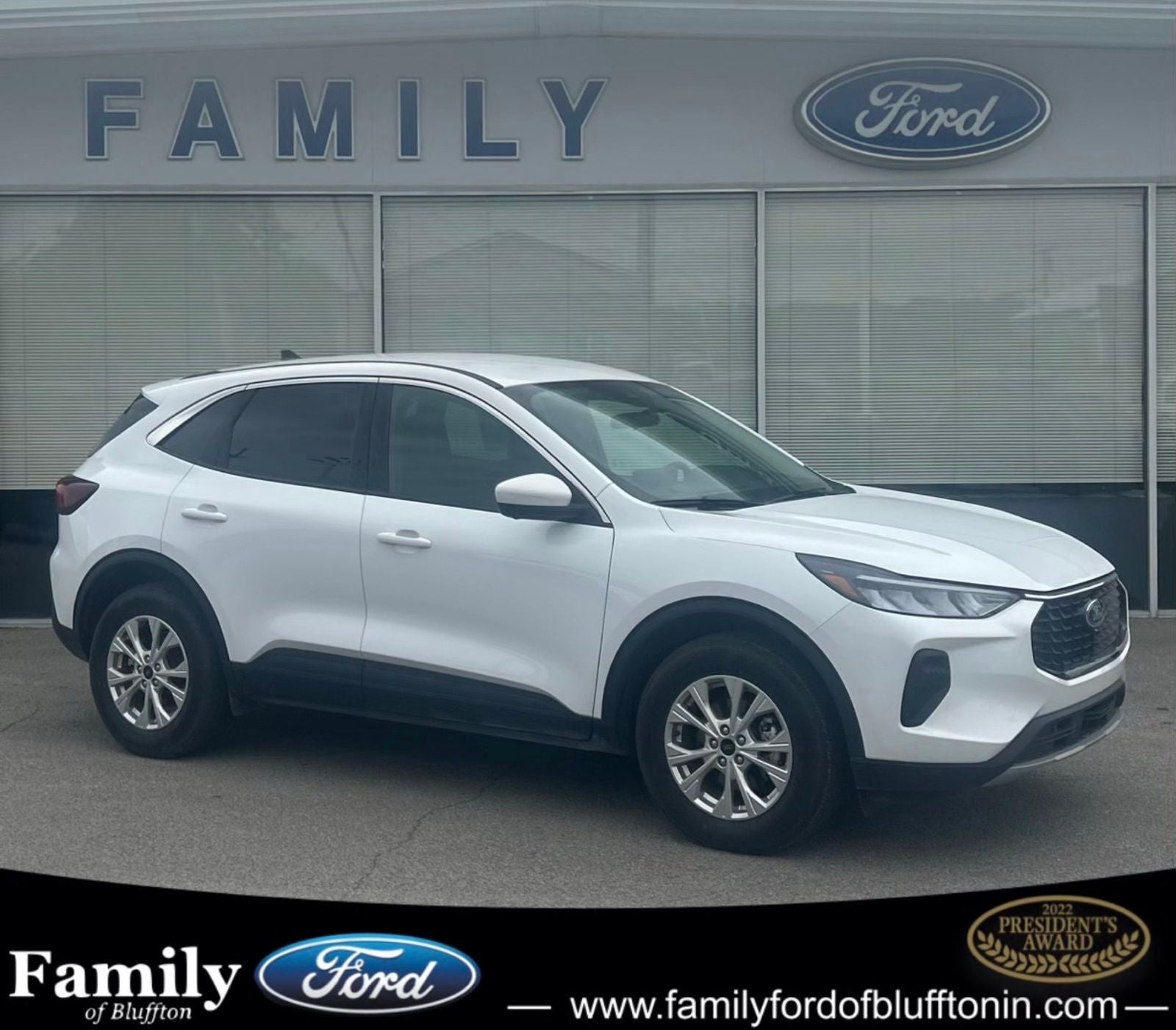 2024 Ford Escape Active in Oxford White — front three-quarter view