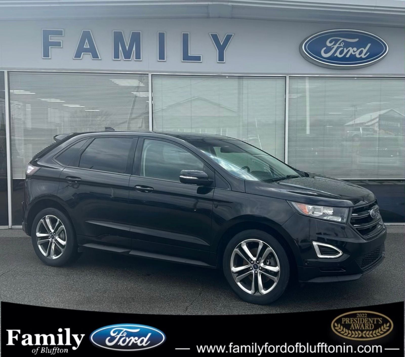 2018 Ford Edge Sport in Shadow Black — front three-quarter view
