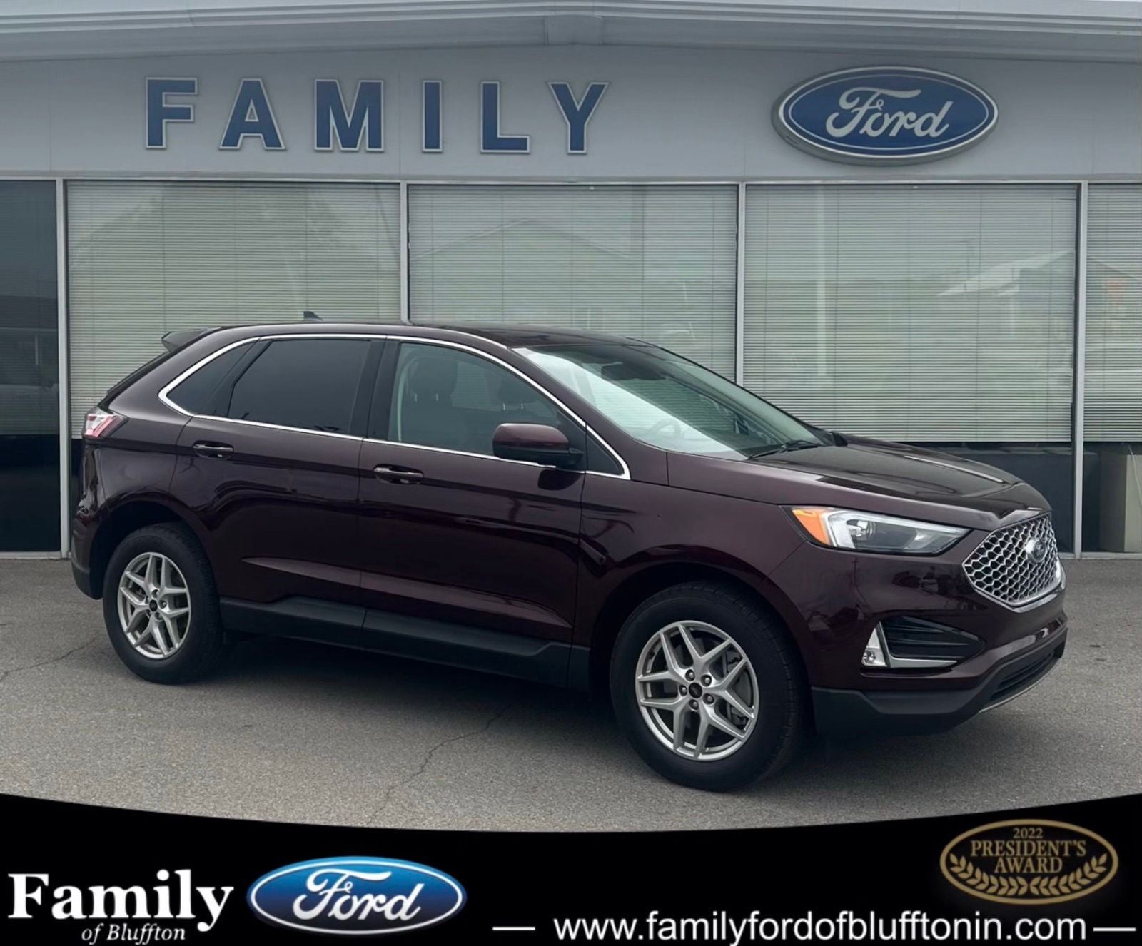2024 Ford Edge SEL in Burgundy — front three-quarter view